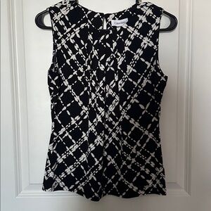 Calvin Klein Sleeveless Pleat-Neck Knit Top